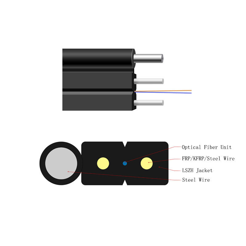 LSZH / PVC / PE Jacket Simplex Single Mode Fiber G652A FTTH Drop Cable Sử dụng trên không