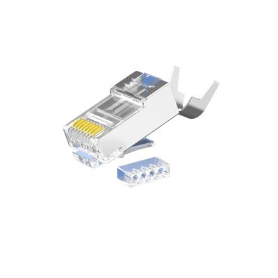 Mua Đầu cắm RJ45 CAT6 công nghiệp số lượng lớn với vỏ trong suốt và chân tiếp xúc mạ vàng 50 micron cho Ethernet 1 Gbps online manufacture