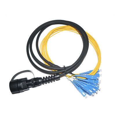 Không thấm nước IP67 MPO-SC 12 Core Single Mode Fiber Optic Patch Cord 3 Meter Fan-Out Cable