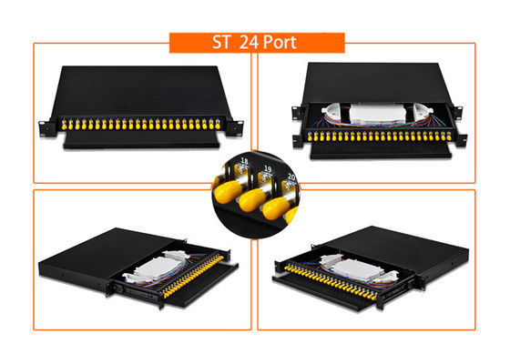 19 Inch Rack Mount Single Mode Fiber Optic Patch Panel với 12 X LC / SC / FC / ST Adapters cho Mạng FTTH FTTB FTTX